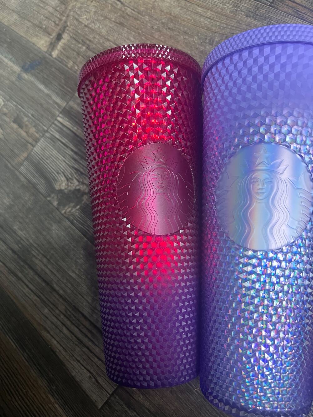 Starbucks Tumbler Lot of 4 Studded Faceted Cold Cups 24oz Iridescent - Picture 2 of 8